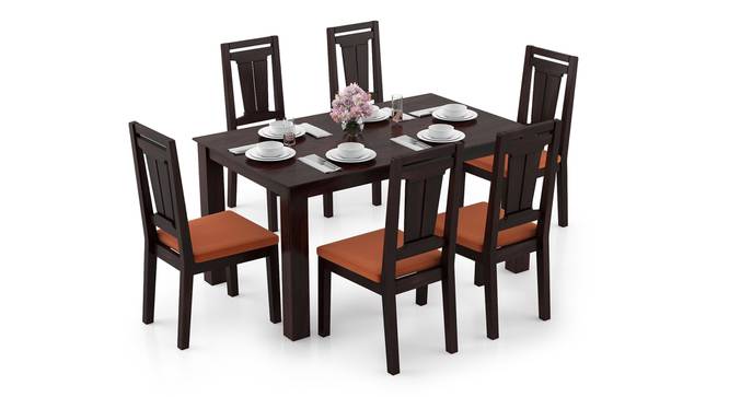 Arabia - Martha 6 Seater Dining Table Set (Mahogany Finish, Burnt Orange) by Urban Ladder - Design 1 Full View - 295925