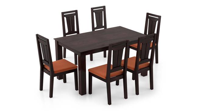 Arabia - Martha 6 Seater Dining Table Set (Mahogany Finish, Burnt Orange) by Urban Ladder - Front View Design 1 - 295926
