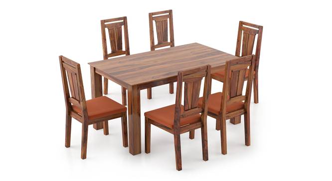 Arabia - Martha 6 Seater Dining Table Set (Teak Finish, Burnt Orange) by Urban Ladder - Front View Design 1 - 295935