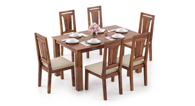 Arabia - Martha 6 Seater Dining Table Set (Teak Finish, Wheat Brown) by Urban Ladder - Design 1 Full View - 295952