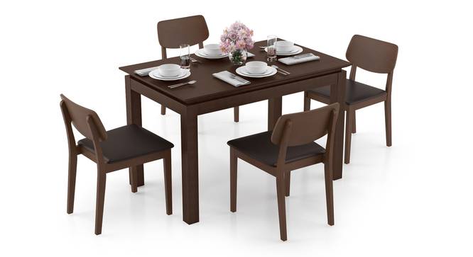 Diner - Lawson 4 Seater Dining Table Set (Dark Walnut Finish, Dark Brown) by Urban Ladder - Design 1 Full View - 296828