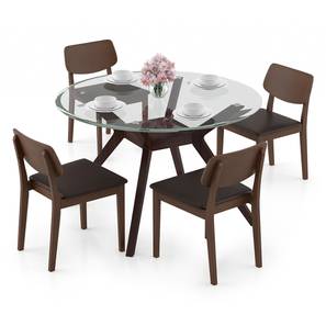 Dining Furniture In Guntur Design Wesley - Lawson 4 Seater Dining Table Set (Dark Walnut Finish, Dark Brown)
