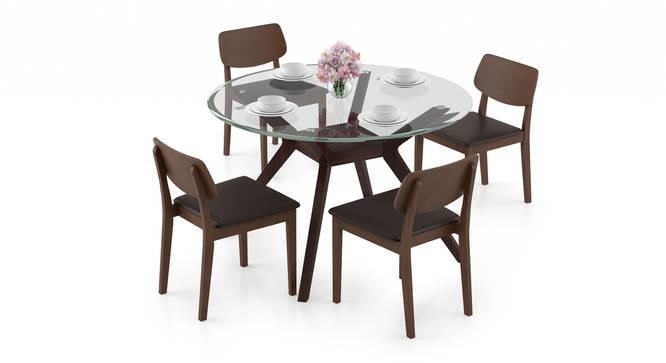 Wesley - Lawson 4 Seater Dining Table Set (Dark Walnut Finish, Dark Brown) by Urban Ladder - Design 1 Full View - 296911