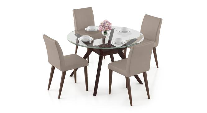 Wesley - Persica 4 Seater Dining Table Set (Beige, Dark Walnut Finish) by Urban Ladder - Design 1 Full View - 296922