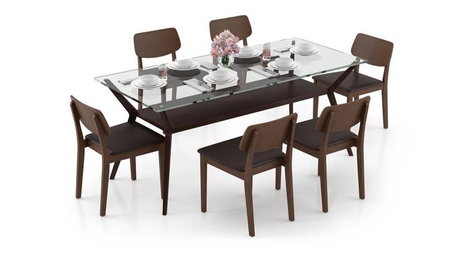 Wesley - Lawson 6 Seater Dining Table Set (Dark Walnut Finish, Dark Brown) by Urban Ladder - Design 1 Full View - 296933