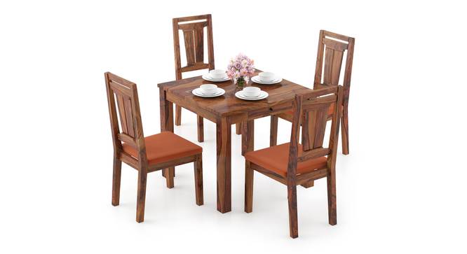 Arabia Storage - Martha 4 Seater Dining Table Set (Teak Finish, Burnt Orange) by Urban Ladder - Design 1 Full View - 296954