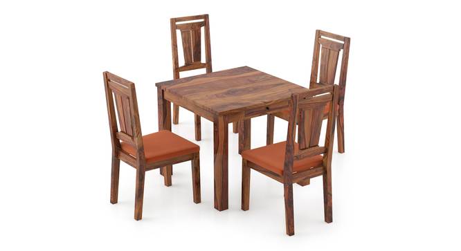 Arabia Storage - Martha 4 Seater Dining Table Set (Teak Finish, Burnt Orange) by Urban Ladder - Front View Design 1 - 296955