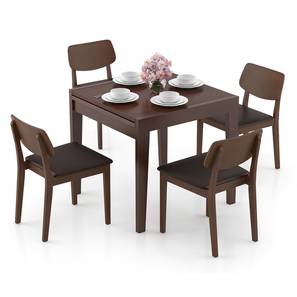 All 4 Seater Dining Table Sets Design Murphy Solid Wood 6 Seater Dining Table with Set of Chairs in Dark Walnut