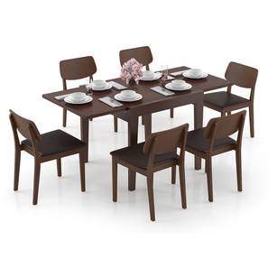 Dining Tables And Chairs Design Murphy 4 To 6 Extendable Lawson Solid Wood 6 Seater Dining Table with Set of 6 Chairs in Dark Walnut Finish