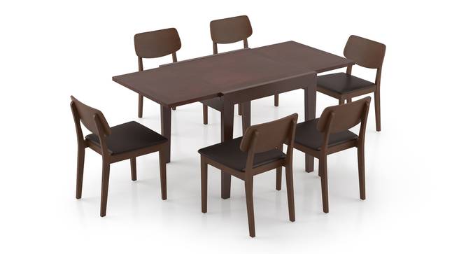 Murphy 4-to-6 Extendable - Lawson 6 Seater Dining Table Set (Dark Walnut Finish, Dark Brown) by Urban Ladder - Front View Design 1 - 297052