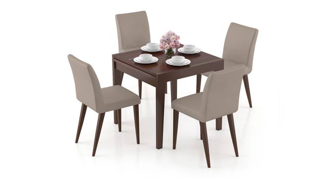 Murphy 4-to-6 Extendable - Persica 4 Seater Dining Table Set (Beige, Dark Walnut Finish) by Urban Ladder - Design 1 Full View - 297064