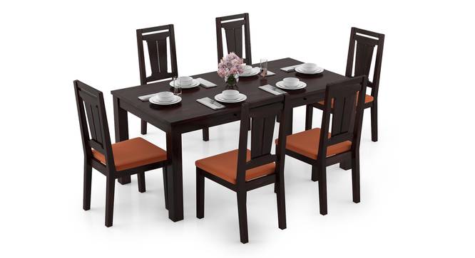 Arabia XL Storage - Martha 6 Seater Dining Table Set (Mahogany Finish, Burnt Orange) by Urban Ladder - Design 1 Full View - 297090