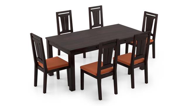 Arabia XL Storage - Martha 6 Seater Dining Table Set (Mahogany Finish, Burnt Orange) by Urban Ladder - Front View Design 1 - 297091