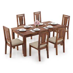 All 6 Seater Dining Table Sets Design Arabia Solid Wood 6 Seater Dining Table with Set of Chairs in Teak Finish