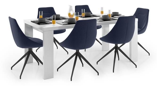 Kariba - Doris 6 Seater Dining Table Set (Blue, White High Gloss Finish) by Urban Ladder - Design 1 Full View - 297128