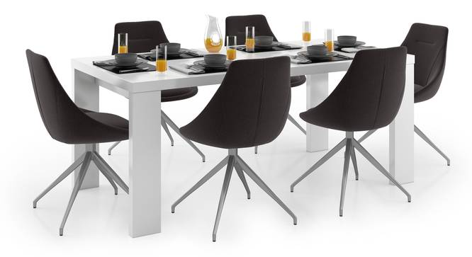 Kariba - Doris 6 Seater Dining Table Set (Dark Grey, White High Gloss Finish) by Urban Ladder - Design 1 Full View - 297139