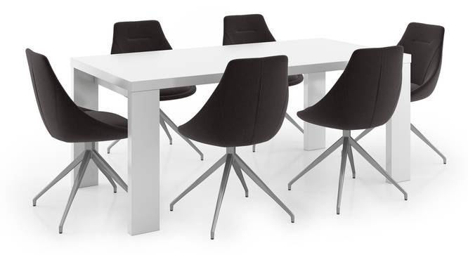 Kariba - Doris 6 Seater Dining Table Set (Dark Grey, White High Gloss Finish) by Urban Ladder - Front View Design 1 - 297140