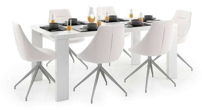 Kariba - Doris 6 Seater Dining Table Set (White, White High Gloss Finish) by Urban Ladder - Design 1 Full View - 297150