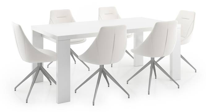 Kariba - Doris 6 Seater Dining Table Set (White, White High Gloss Finish) by Urban Ladder - Front View Design 1 - 297151