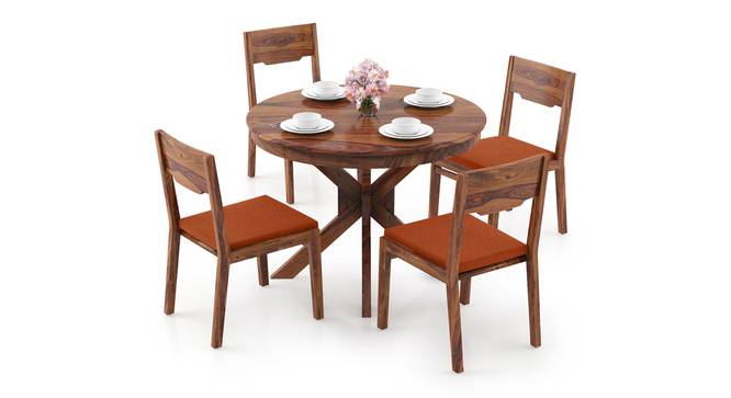 Liana - Kerry 4 Seater Round Dining Table Set (Teak Finish, Burnt Orange) by Urban Ladder