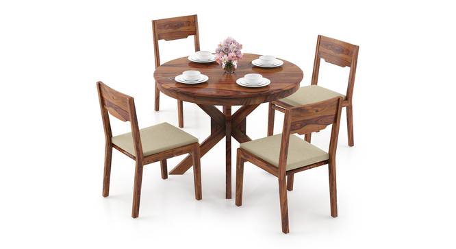 Liana - Kerry 4 Seater Round Dining Table Set (Teak Finish, Wheat Brown) by Urban Ladder