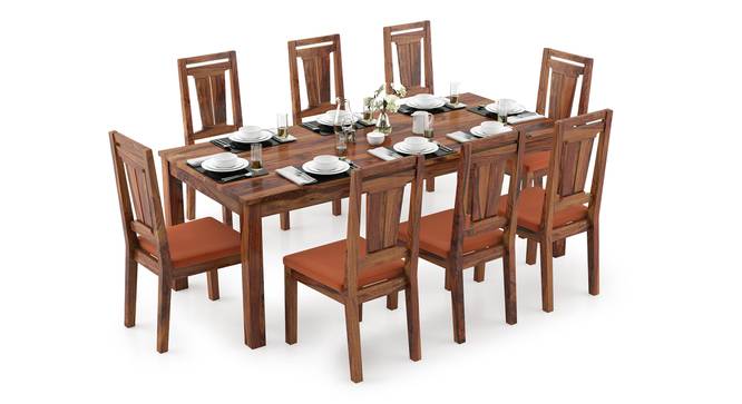 Arabia XXL - Martha 8 Seater Dining Table Set (Teak Finish, Burnt Orange) by Urban Ladder - Design 1 Full View - 297270