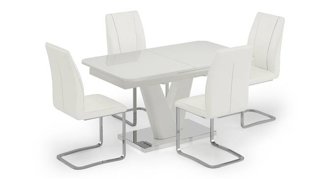 Caribu 4 to 6 Extendable - Seneca 6 Seater Dining Table Set (White High Gloss Finish) by Urban Ladder - Front View Design 1 - 297313