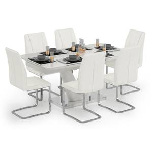 All 6 Seater Dining Table Sets Design Caribu 6 to 8 Extendable - Seneca 6 Seater Dining Table Set (White High Gloss Finish)