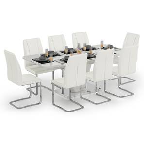 All 8 Seater Dining Table Sets Design Caribu 6 to 8 Extendable - Seneca 8 Seater Dining Table Set (White High Gloss Finish)