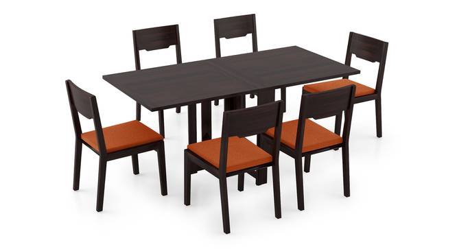 Danton 3-to-6 - Kerry 6 Seater Folding Dining Table Set (Mahogany Finish, Burnt Orange) by Urban Ladder - Front View Design 1 - 297415