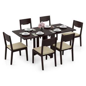 Extendable Dining Table Set Design Danton 3-to-6 - Kerry 6 Seater Folding Dining Table Set (Mahogany Finish, Wheat Brown)