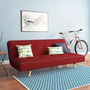 Fabric Sofa Beds Design Zehnloch 3 Seater Click Clack Sofa cum Bed In Salsa Red Colour