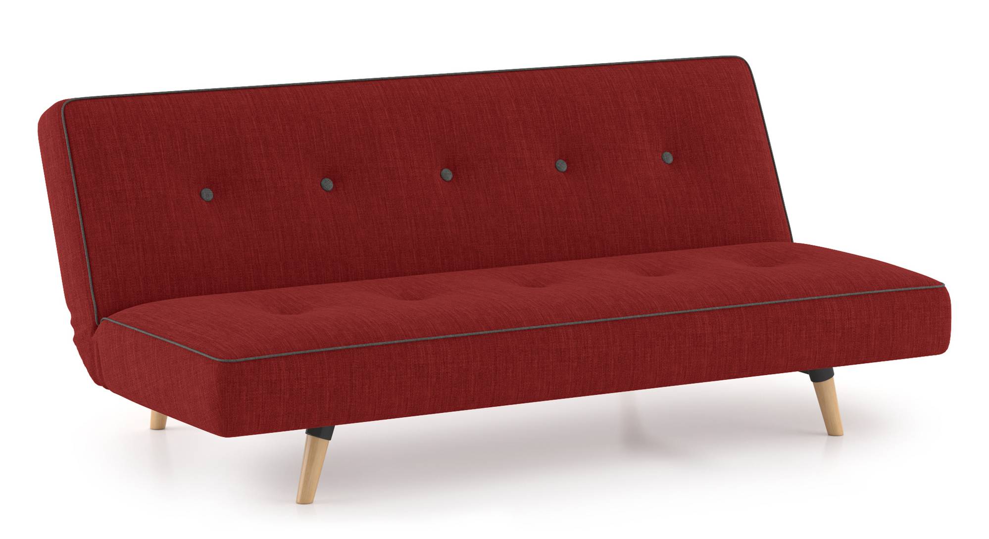 Zehnloch 3 Seater Click Clack Sofa cum Bed In Salsa Red Colour Urban Ladder