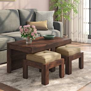 Coffee Table Design Kivaha 2-Seater Coffee Table Set (Walnut Finish, Beige)