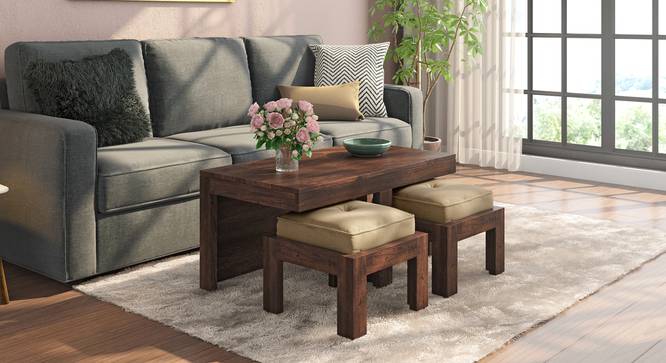 Kivaha 2-Seater Coffee Table Set (Walnut Finish, Beige) by Urban Ladder - Design 1 Full View - 300512