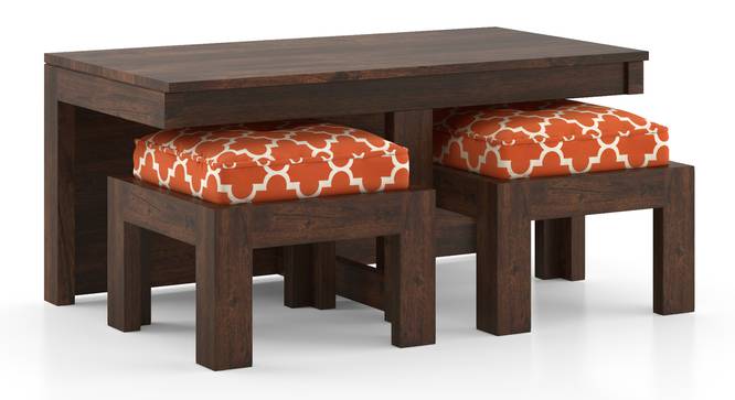 Kivaha 2-Seater Coffee Table Set (Walnut Finish, Morocco Lattice Rust) by Urban Ladder - Front View Design 1 - 300527