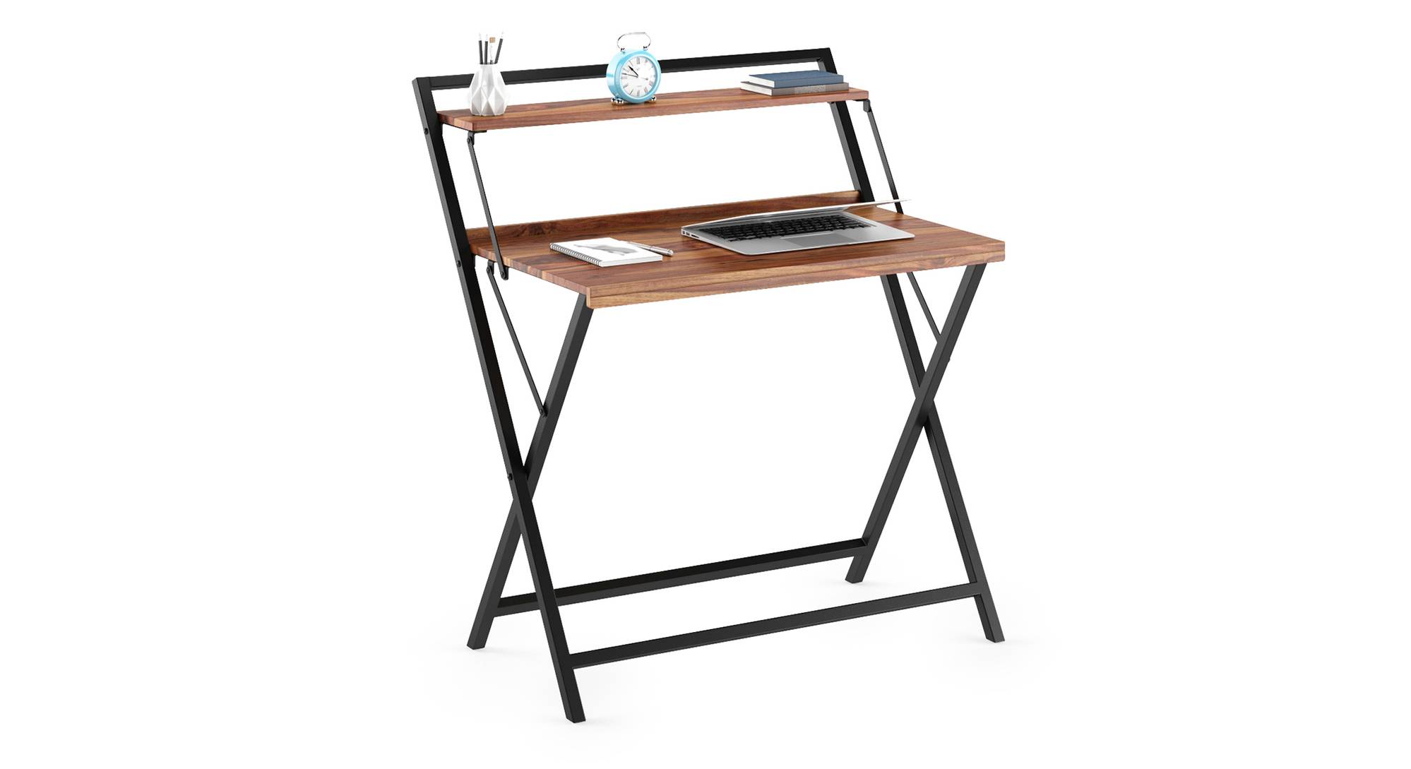 Bruno Solid Wood Study Table in Teak Finish Urban Ladder