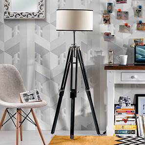 Floor Lamps Design Hubble Tripod Floor Lamp (Black Base Finish, Cylindrical Shade Shape, White Shade Color)