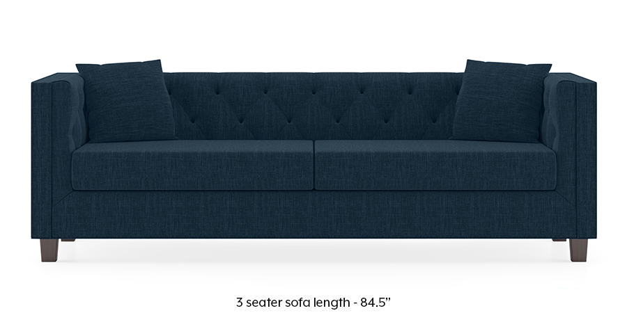 Windsor Sofa (Indigo Blue) (3-seater Custom Set - Sofas, None Standard Set - Sofas, Indigo Blue, Fabric Sofa Material, Regular Sofa Size, Regular Sofa Type) by Urban Ladder - - 