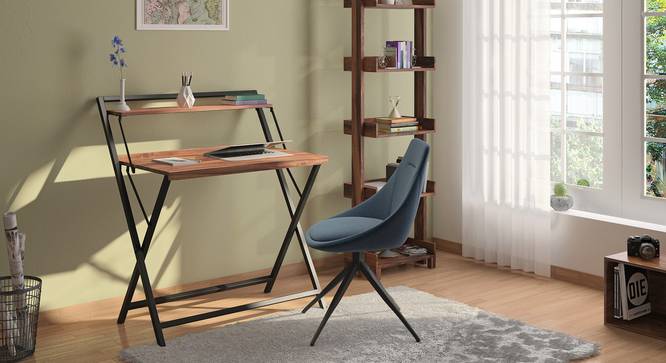 Bruno Folding Study Table (Teak Finish, Black) by Urban Ladder - Full View Design 1 - 301956
