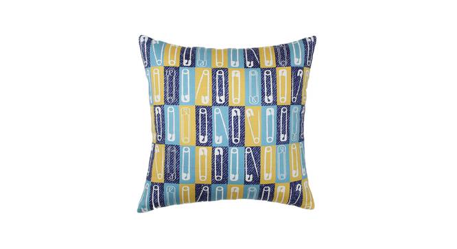 Safetypin Cushion Cover (Blue, 41 x 41 cm  (16" X 16") Cushion Size) by Urban Ladder - Front View Design 1 - 302174