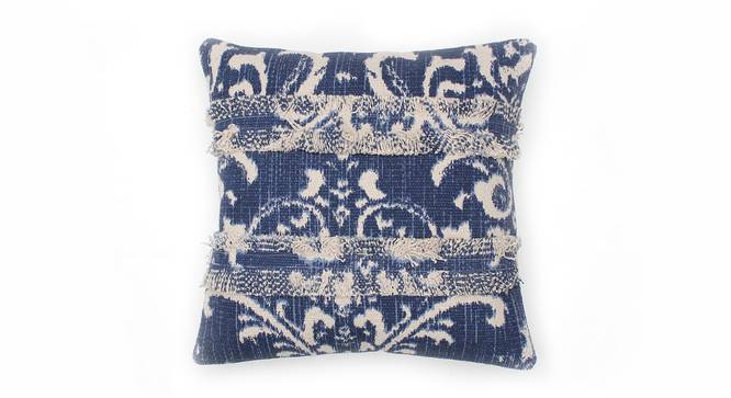Jamdan Cushion Cover (Blue, 41 x 41 cm  (16" X 16") Cushion Size) by Urban Ladder - Front View Design 1 - 302198