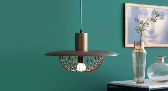 Minya Hanging Lamp (Walnut Finish, Dome Shape) by Urban Ladder - Design 1 Full View - 302330