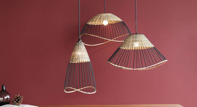Kyoto Hanging Lamp (Black Finish, Tall Size, Conical Shape) by Urban Ladder - Front View Design 1 - 302436