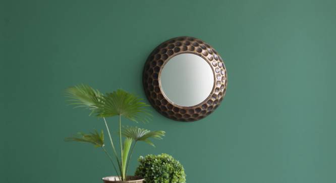 Honeycomb Wall Mirror (Antique Brass Finish, Round Shape) by Urban Ladder - Design 1 Full View - 302581