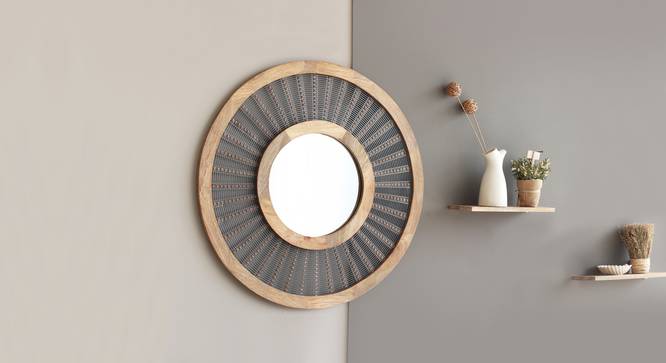 Kasaba Wall Mirror (Grey Finish, Round Shape) by Urban Ladder - Design 1 Half View - 302586