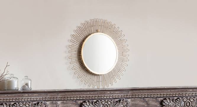 Marina Wall Mirror (Gold Finish, Round Shape) by Urban Ladder - Design 1 Half View - 302618