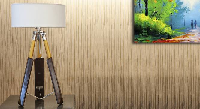 Cricket Tripod Lamp (Brown, White Shade Colour, Cotton Shade Material) by Urban Ladder - Design 1 Half View - 302634