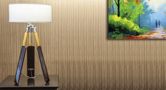 Cricket Tripod Lamp (Brown, White Shade Colour, Cotton Shade Material) by Urban Ladder - Front View Design 1 - 302635