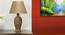 Trinity Table Lamp (Brown, Gold Shade Colour, Silk Shade Material) by Urban Ladder - Design 1 Semi Side View - 302663